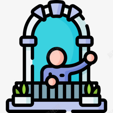 小清新窗户窗户人在窗户和阳台4线颜色图标
