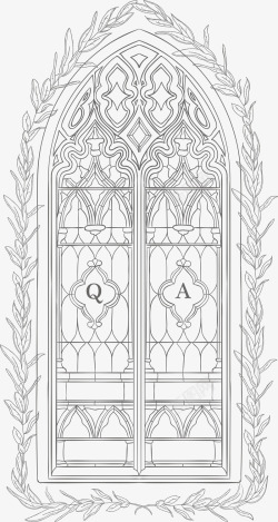 欧式复古巴洛克风格建筑门窗装饰AI矢量图案15欧式素材