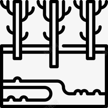 红树林沼泽沼泽环境26线性图标