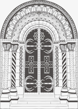 欧式复古巴洛克风格建筑门窗装饰AI矢量图案11欧式素材