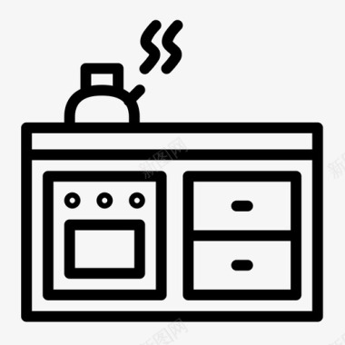 厨房炊具室内设计图标
