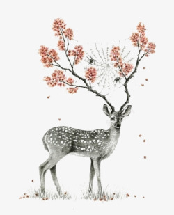 水彩手绘梦幻麋鹿小鹿免扣透明41水彩手绘梦幻麋鹿小素材