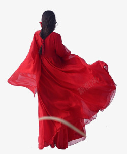 红衣女性美女背影红衣古风美女模特人物高清图片