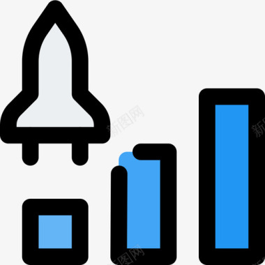 小火箭火箭创业和新业务16线性颜色图标