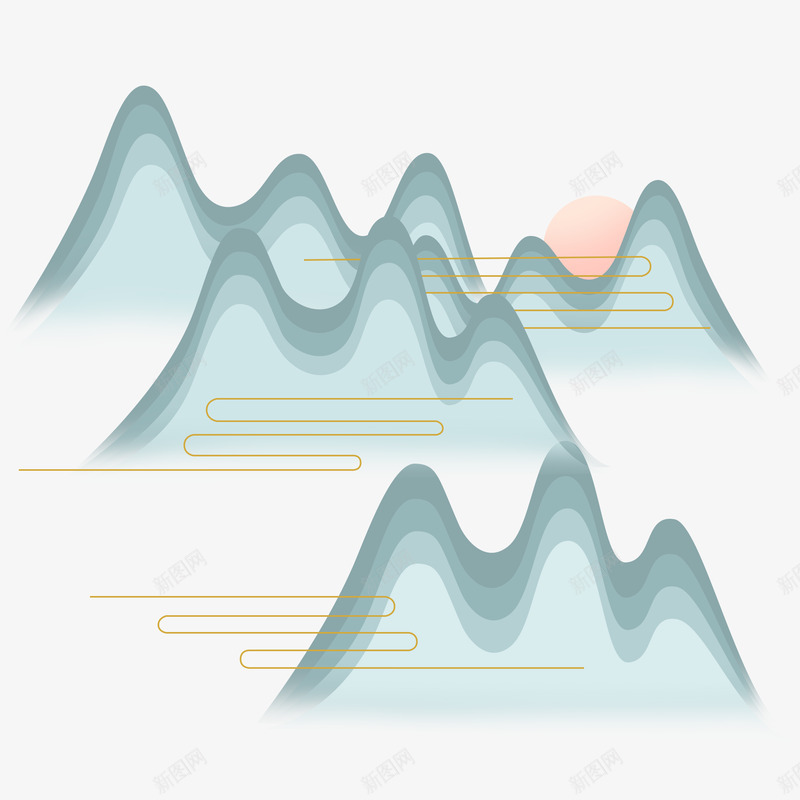 水墨山云png免抠素材_88icon https://88icon.com 水墨山