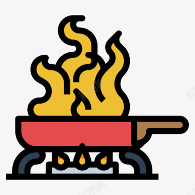烹饪火焰烹饪134线性颜色图标