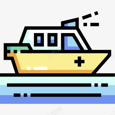快艇水上运动1线性颜色图标