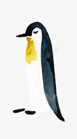 水彩卡通可爱手绘企鹅剪贴画图案手账设计PS22水彩素材
