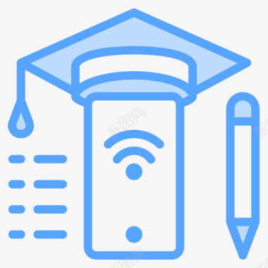 蓝色教育画册智能手机在线教育56蓝色图标