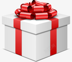 02626一个白色的礼物盒子系着红色的丝带透明礼盒素材