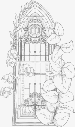 欧式复古巴洛克风格建筑门窗装饰AI矢量图案18欧式素材
