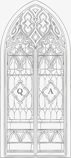 欧式复古巴洛克风格建筑门窗装饰AI矢量图案16欧式素材