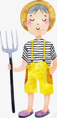 拿着叉子的小男孩农场主题图专辑Vol012农场动物图标