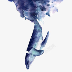 水彩手绘童话海洋鲸鱼卡通装饰PS透明高清53水彩手素材