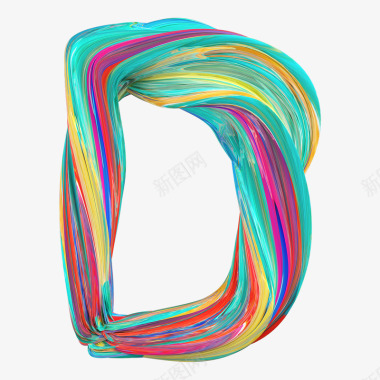 D4D艺术字丙烯油画字母数字标点符号免扣C4D立体字C4D字体图标