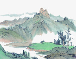 中国古风水墨山水免扣透明插画后期美化PS设计364素材