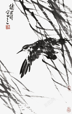 中国古风水墨柳树柳枝透明后期美化装饰设计156中国素材