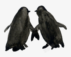 水彩卡通可爱手绘企鹅剪贴画图案手账设计PS17水彩素材