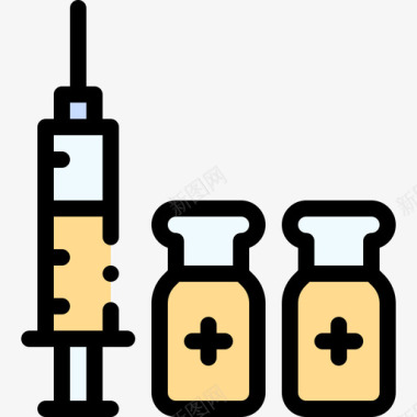 机内注射注射器疫苗开发7线性颜色图标