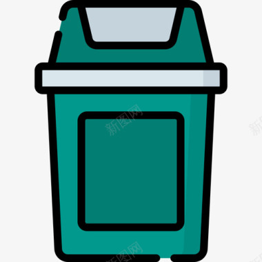 爱心家庭垃圾桶家庭用品29线性颜色图标