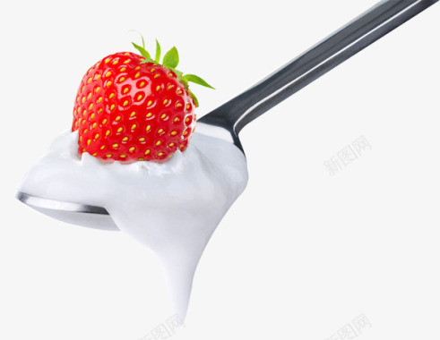 一滩牛奶牛奶草莓勺子免扣果汁免扣水果食材蔬图标