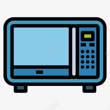 厨房用具画册微波炉厨房用具6线性颜色图标