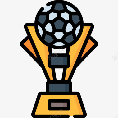足球奖杯足球107线性颜色图标