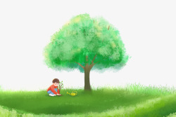 世界环境日小男孩种树植树节保护素材