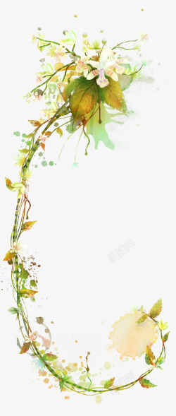 中国古风水墨花手绘水彩植物花卉装饰透明ps37中国素材