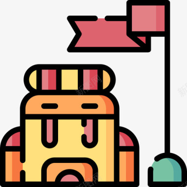 夏令营总动员背包夏令营27线性颜色图标