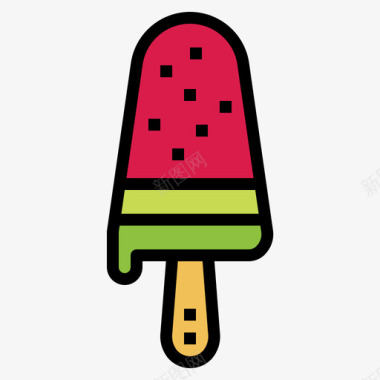 矢量盆栽冰淇淋冰淇淋冰淇淋40线性颜色图标