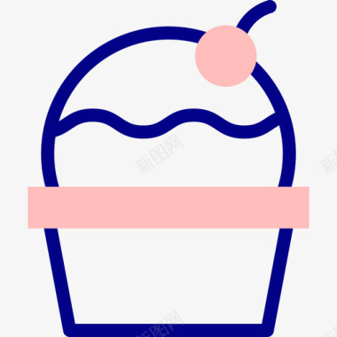 圆形蛋糕纸杯蛋糕164岁生日线性颜色图标