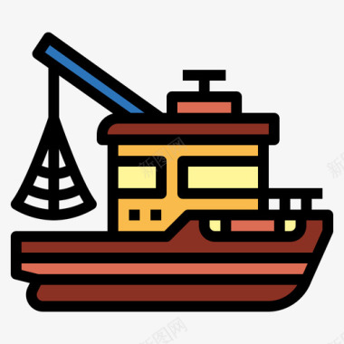 船渔船船6线型颜色图标