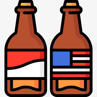 比利时啤酒啤酒瓶43年7月4日线性颜色图标
