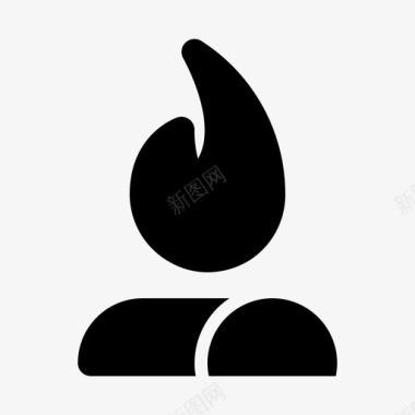 红黄色火焰篝火探险野营图标