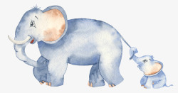 卡通可爱手绘水彩小象儿童印刷装饰图案PS设计手账4素材
