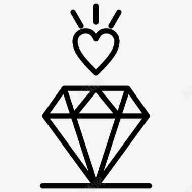 心形心电图钻石心形爱情图标
