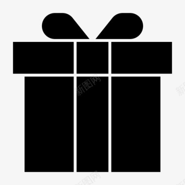 冬天松树礼品盒包装礼物图标