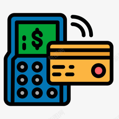 信用卡样机信用卡网店11线性颜色图标