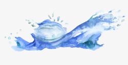 水彩手绘海洋鲸鱼水母动物装饰印刷图案手账22水彩手素材