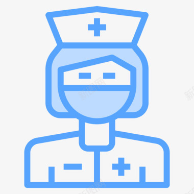 护士预防和护理2蓝色图标