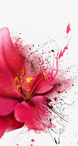 中国古风水墨花手绘水彩植物花卉装饰透明ps4中国古素材