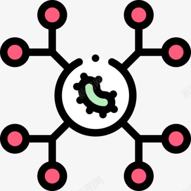 线点连接连接病毒传播3线颜色图标
