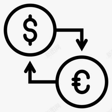火焰欧元图标兑换硬币美元图标