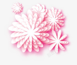 粉白纸艺花卉图免扣花卉花瓣绿叶彩带等花卉玫瑰花植物素材