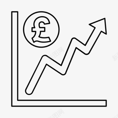 英镑贸易上涨商业金融图标