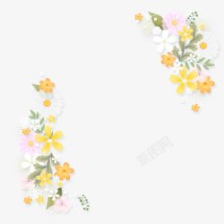 淡雅小清新水彩花朵边框素材