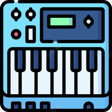 键盘电子音乐5线性彩色图标