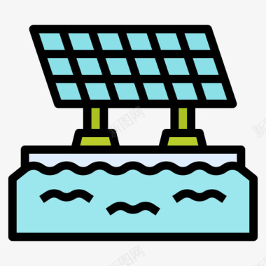 太阳能电池可再生能源36线性彩色图标