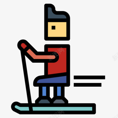 滑雪冬奥会3线条色图标